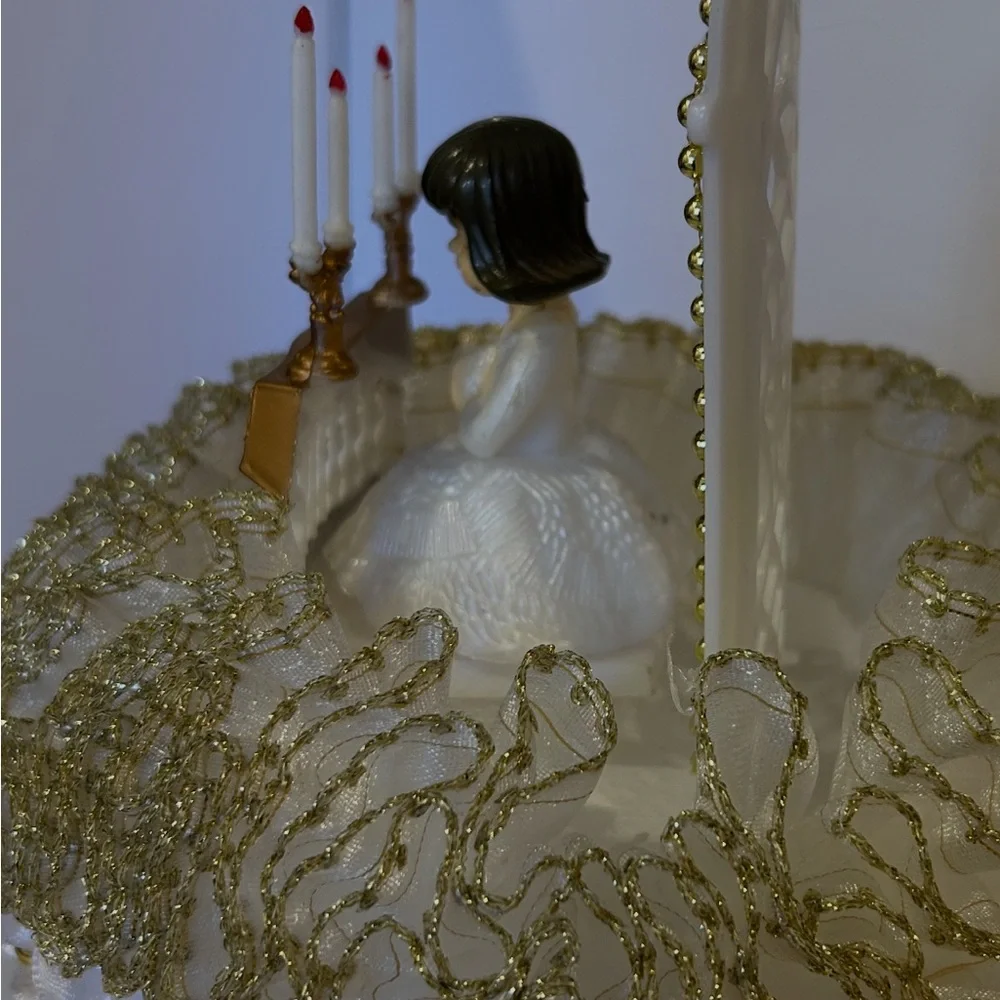 Elegant Gold and White Prayer Candle Holder
